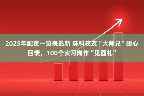 2025年配资一览表最新 珠科校友“大师兄”暖心回馈，100个实习岗作“见面礼”