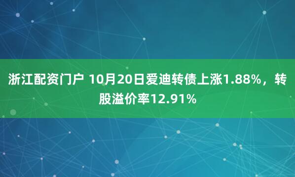 浙江配资门户 10月20日爱迪转债上涨1.88%，转股溢价率12.91%